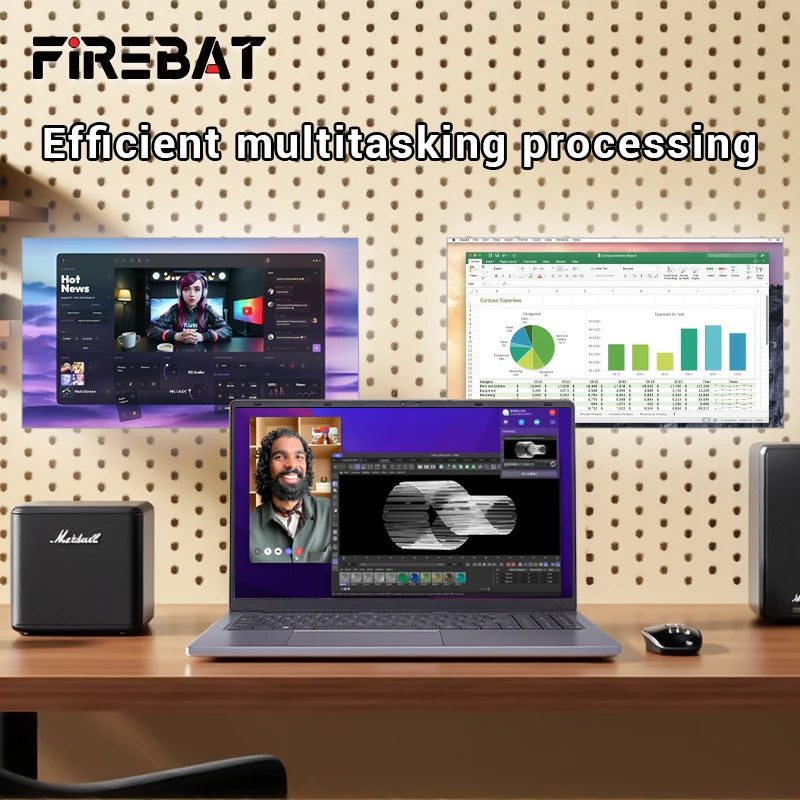 Firebat AT15 Laptop Intel N150 CPU 15.6 Inch 16GB RAM SSD 1TB Lightweight Business Windows 11 Pro Computer Notebook BT4.2 WiFi5
