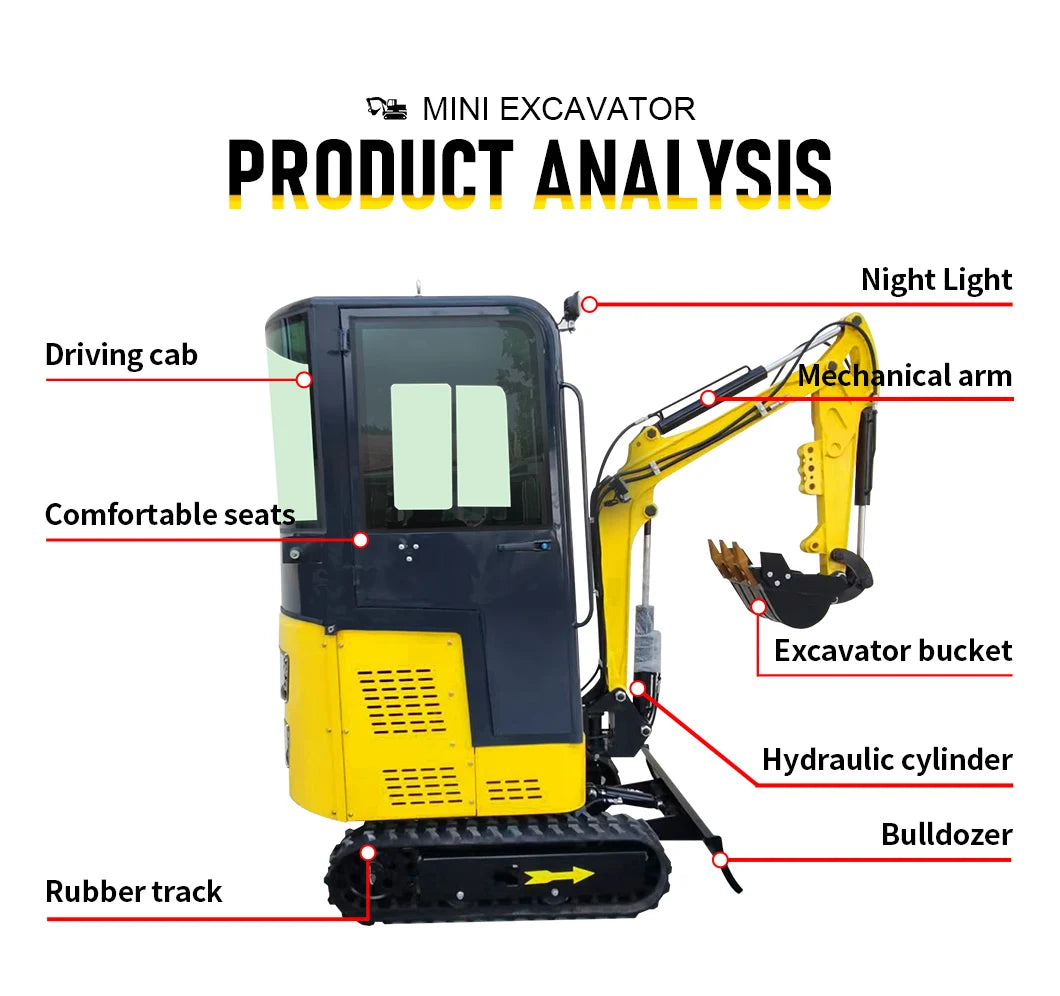 Multifunction 1.2 Tons Powerful Engine Customized Multifunction Can Use A Variety Of Accessories Mini Excavator Home Version