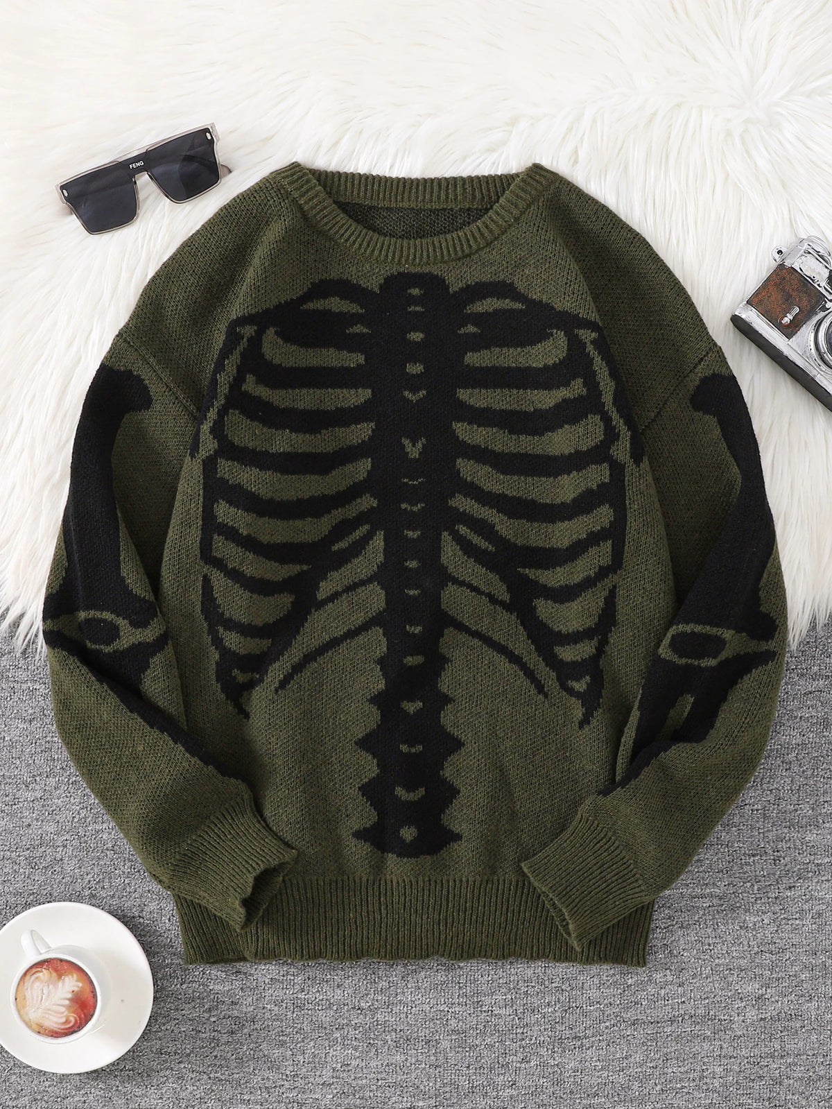 New Popular Autumn and Winter Backbone Jacquard Pattern Pullover Sweater Casual Round Neck Knitted Men's Pullover
