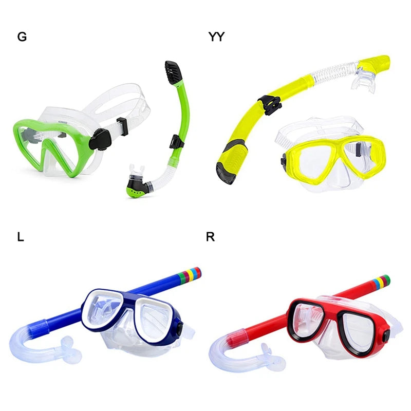 Kids Snorkel Set Scuba Snorkeling Mask Swimming Anti-fog Goggles With Dry Snorkels Tube Diving Underwater Snorkeling Glasses Set