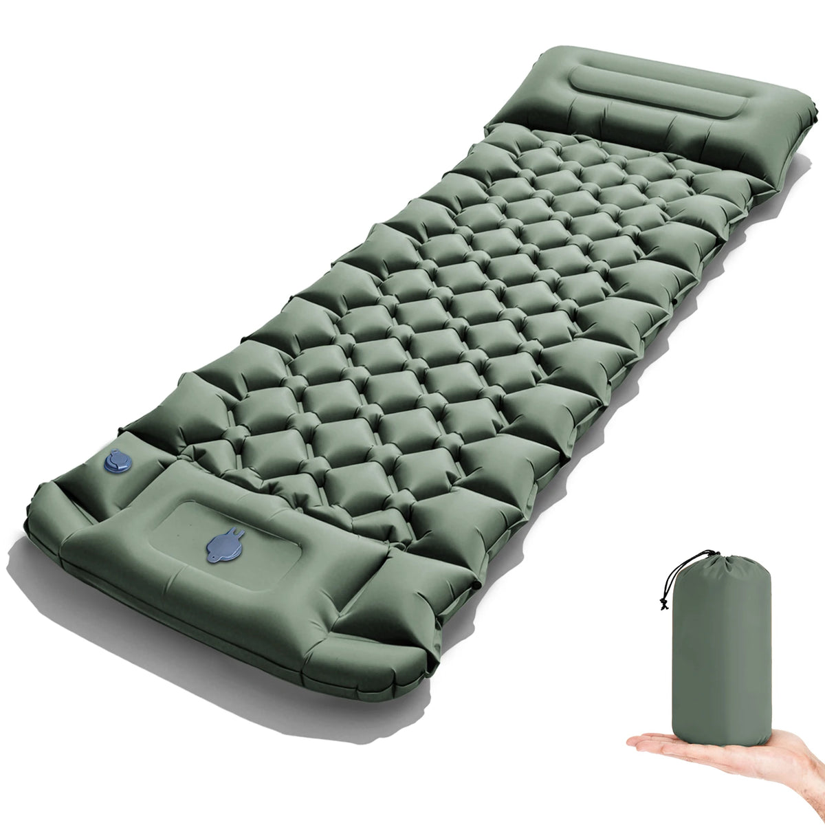 2026!Thicken Camping Mat Inflatable Mattress Sleeping Bed Tent Moisture-Proof Built-in Foot Pump Sleeping Pad with Pillow