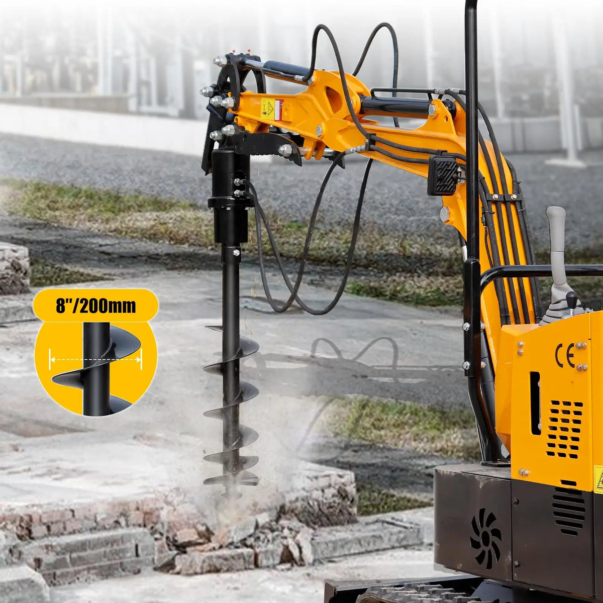 150mm/200mm Auger Drill for JCB NEX Kingway Berger Kruas and Other Chinese Mini Excavator Mini Excavators
