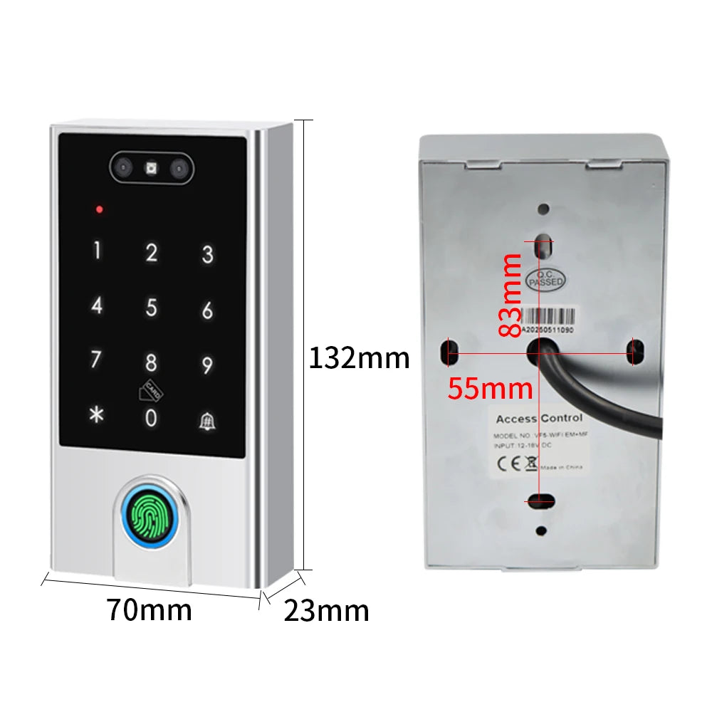 WIFI Face Wiegand 26-34 Recognition Fingerprint 125KHZ/13.56MHZ RFID Access Control Machine Card Reader Work With Tuya APP