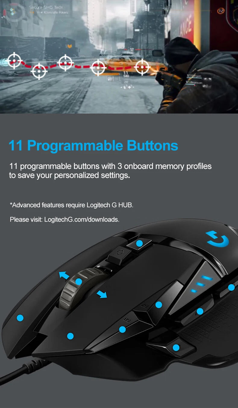 New Logitech G502 HERO Wired Mouse Pink Gaming Mouse 25600DPI Esports Mouse RGB Nebula Series
