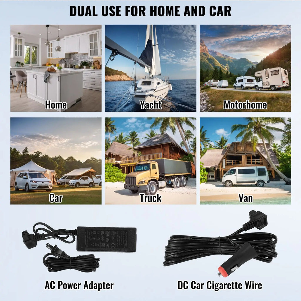 "12V Portable Car Fridge Freezer 25L/26.4QT EU Plug EU Type Adjustable Temp"