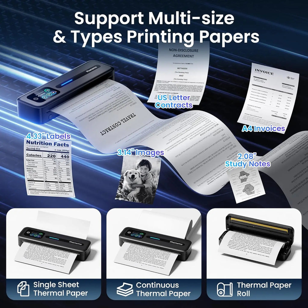 Phomemo M832D Touchscreen Portable Printer Thermal Inkless Supports Prints A4 & US Letter,Compatible with iOS/Android/PC