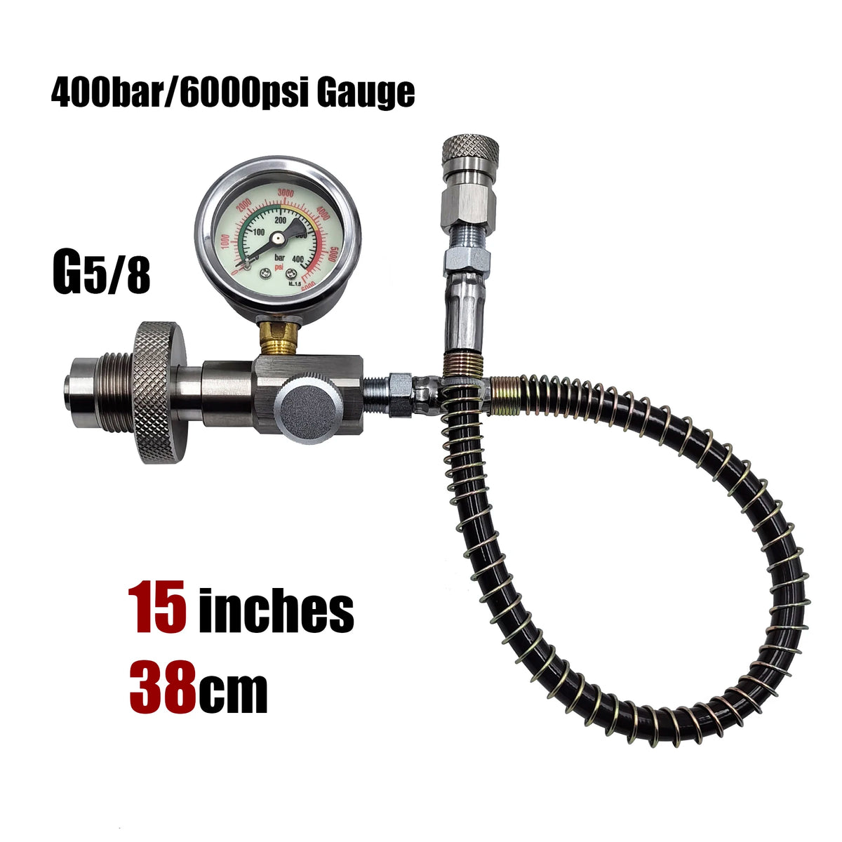 HPA 4500psi/300bar Air Diving DIN G5/8 Connect Fill Station Filling Charging Adaptor Valve Stainless Steel with Hose