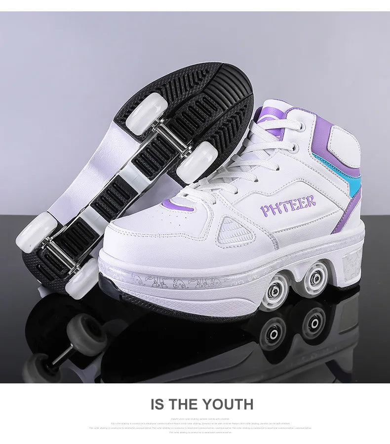 New Deformation Parkour Shoes 4 Roller Skating Shoes Kids Adults Unisex Sneakers Street Urban Fitness FSK Quad Skating Shoes