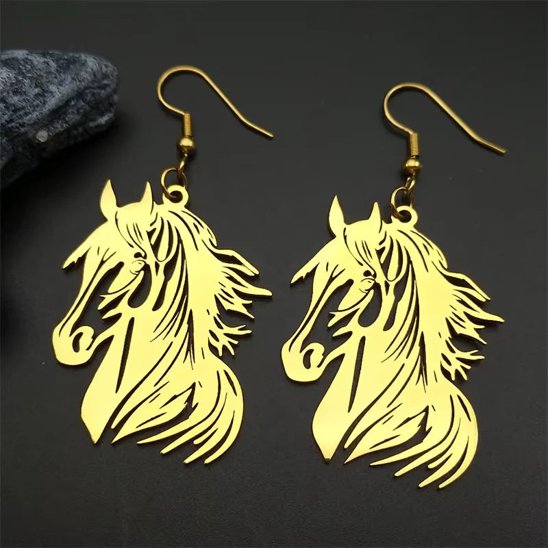 Hollow Horse Head Pendant Necklace for Women Men Stainless Steel Gold Silver Color Animal Chain Necklaces Gift Jewelry collar