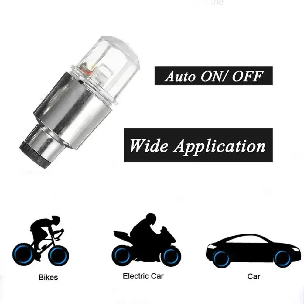 2pcs Wheel Lights Luminous Tire Motorcycle Bike Wheel Tire Valve Cover Universal Led Waterproof Car Accessories Wheel Light