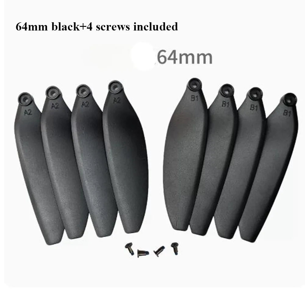 Universal Folding Propeller Blades Plastic 64mm/70mm Remote Control Drone Parts Black Quadcopter Spare Blade