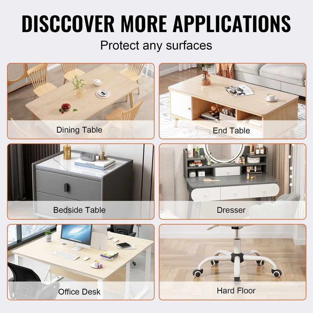 "Rectangle PVC Plastic Tablecloth 1.5mm Thick Waterproof Cover 18" X 36" for Desktop Protection"