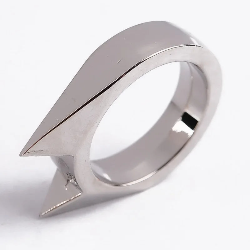 Cat Ear Shape Ring - Unisex Window Breaker Rings, Safety Spike Rings, Small Anti-Wolf Rings, Punk-Style Zinc Alloy Jewelry 3pcs