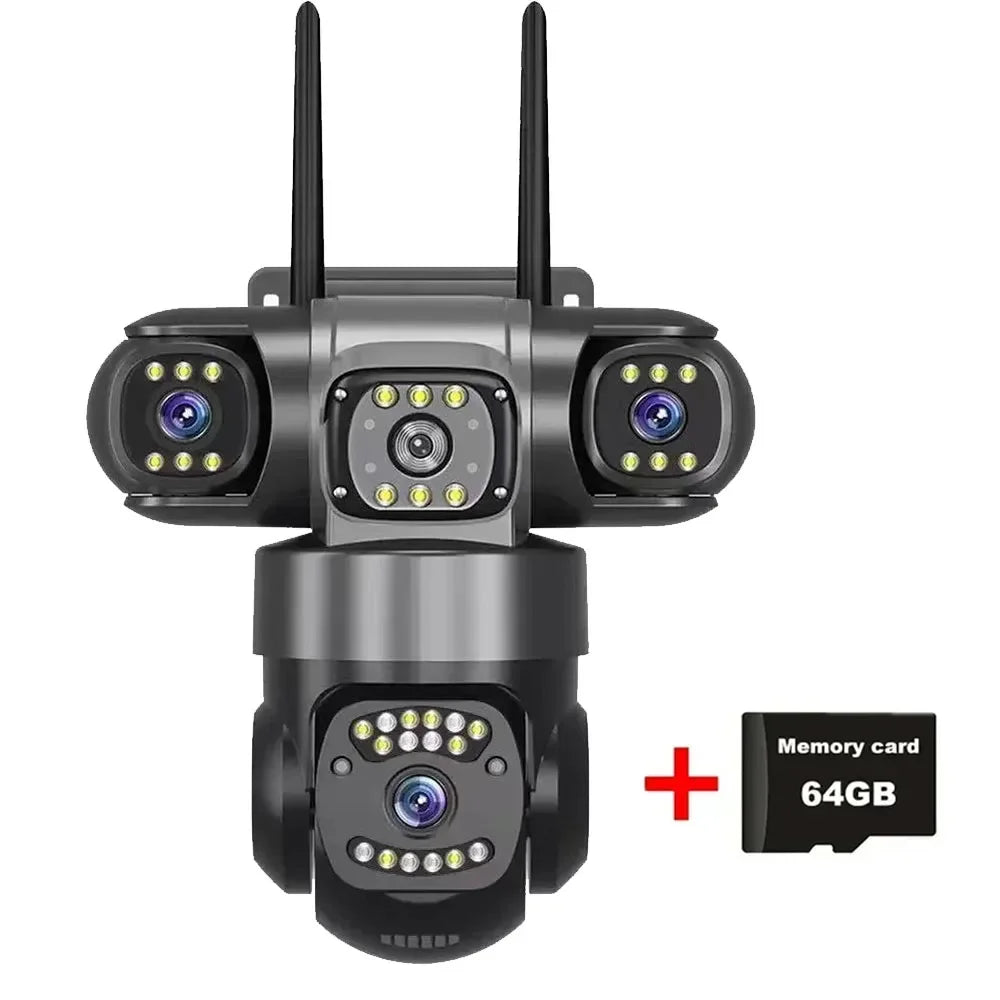 12MP 6K HD Outdoor Surveillance Camera Triple Lenses Triple Screens WiFi Connection Waterproof Night Vision Home Safety Cam