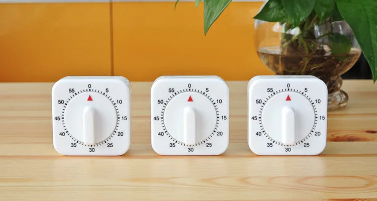 Kitchen Timer, Mechanical Rotary Timer, Student Problem-solving, Cute Kitchen Creative Square Alarm Clock, No Battery Required