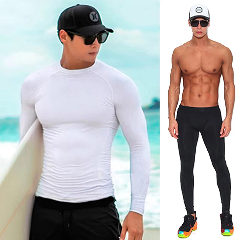 SAILBEE Men UV Protect Swimwear Long Sleeve Swimsuit Mens Rashguard Surfing Rash Guard Surf Shirt For Swimming Sail Drop Ship