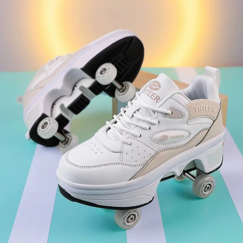 New Deformation Parkour Shoes 4 Roller Skating Shoes Kids Adults Unisex Sneakers Street Urban Fitness FSK Quad Skating Shoes
