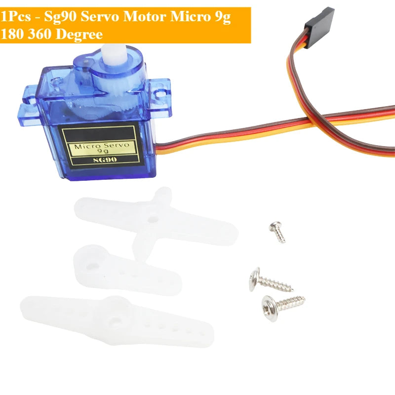 1Pcs - Sg90 Servo Motor Micro 9g 180 360 Degree Mount Sg90 Kit Without Metal Gear Pro Rc Car Toy Airplane Arduino Uno Diy