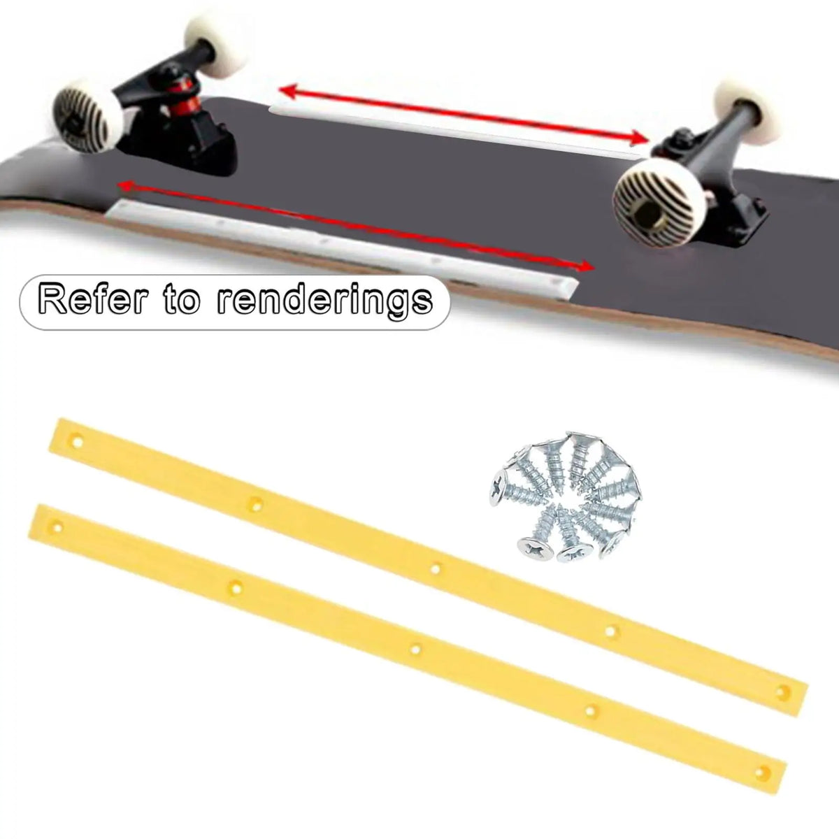 1 Pair Longboard Skateboard Rails with Mounting Screws Set Accessories Reduce Friction