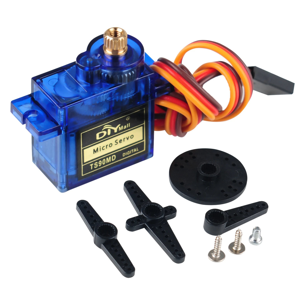 2kg.cm Micro Servo Motor Set Metal Gear 90/180/270 Degree Angle Controllable 4.8V-6V Simulation Steering Gear for RC Planes 9g