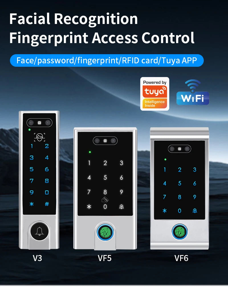 WIFI Face Wiegand 26-34 Recognition Fingerprint 125KHZ/13.56MHZ RFID Access Control Machine Card Reader Work With Tuya APP