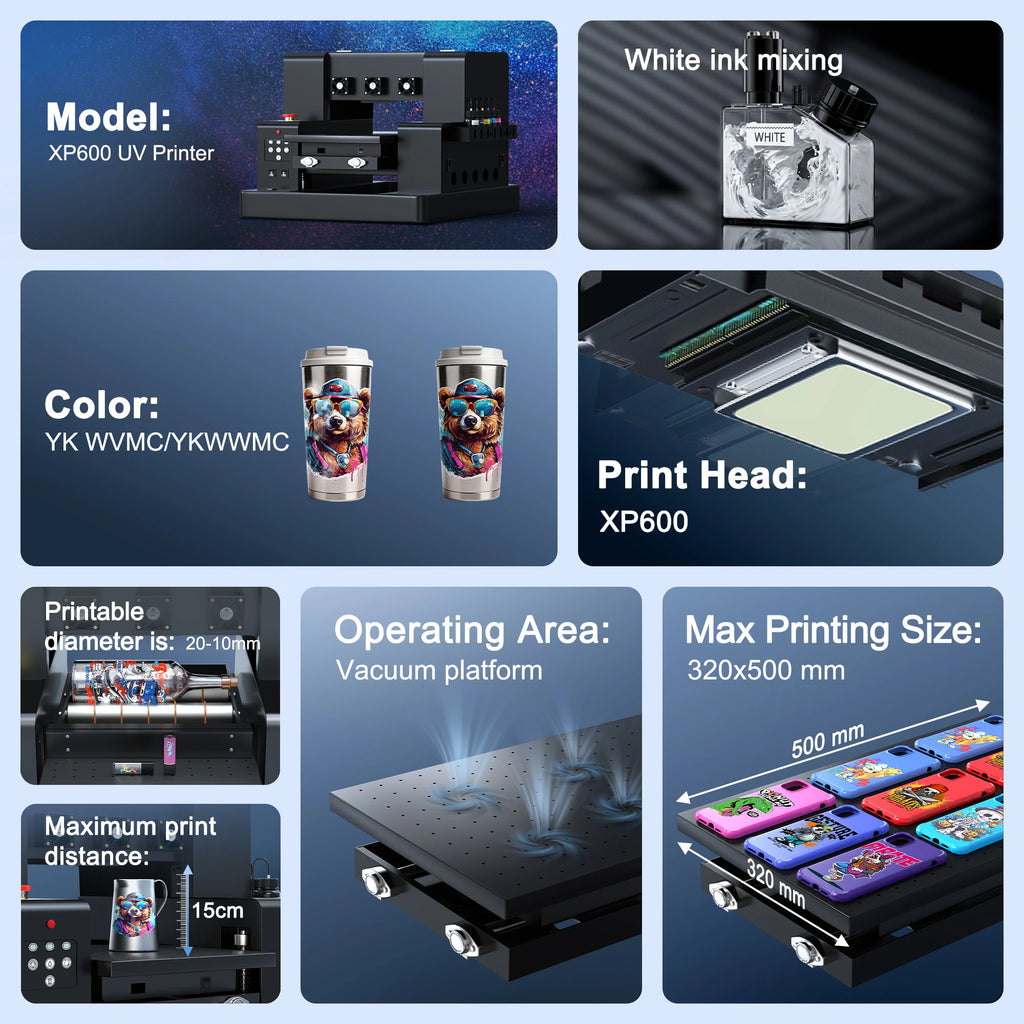 For Epson XP600 A3 UV Printer with XP600 Printhead UV Flatbed Printer A3 UV Sticker Printer For Bottle Case Acrylic Glass Print