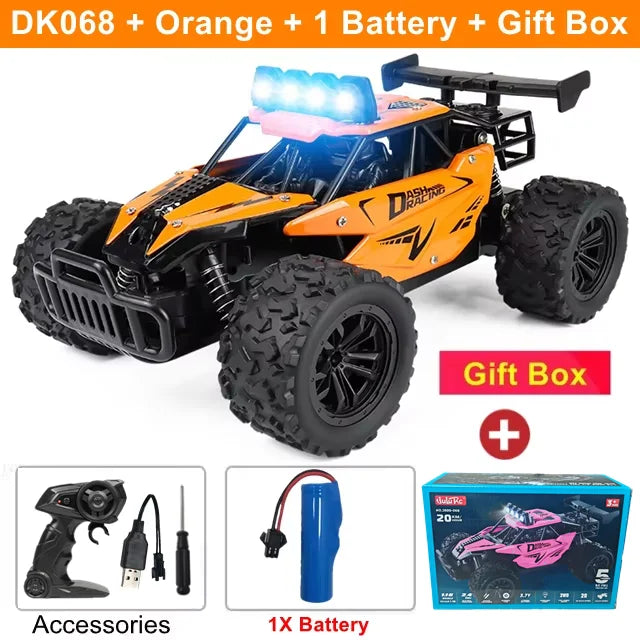 Oike Remote Control Car RC Drift Racing Vehicle Off Road Alloy 2.4G Radio High-Speed Trucks With LED Light Climbing Gift Kid Toy