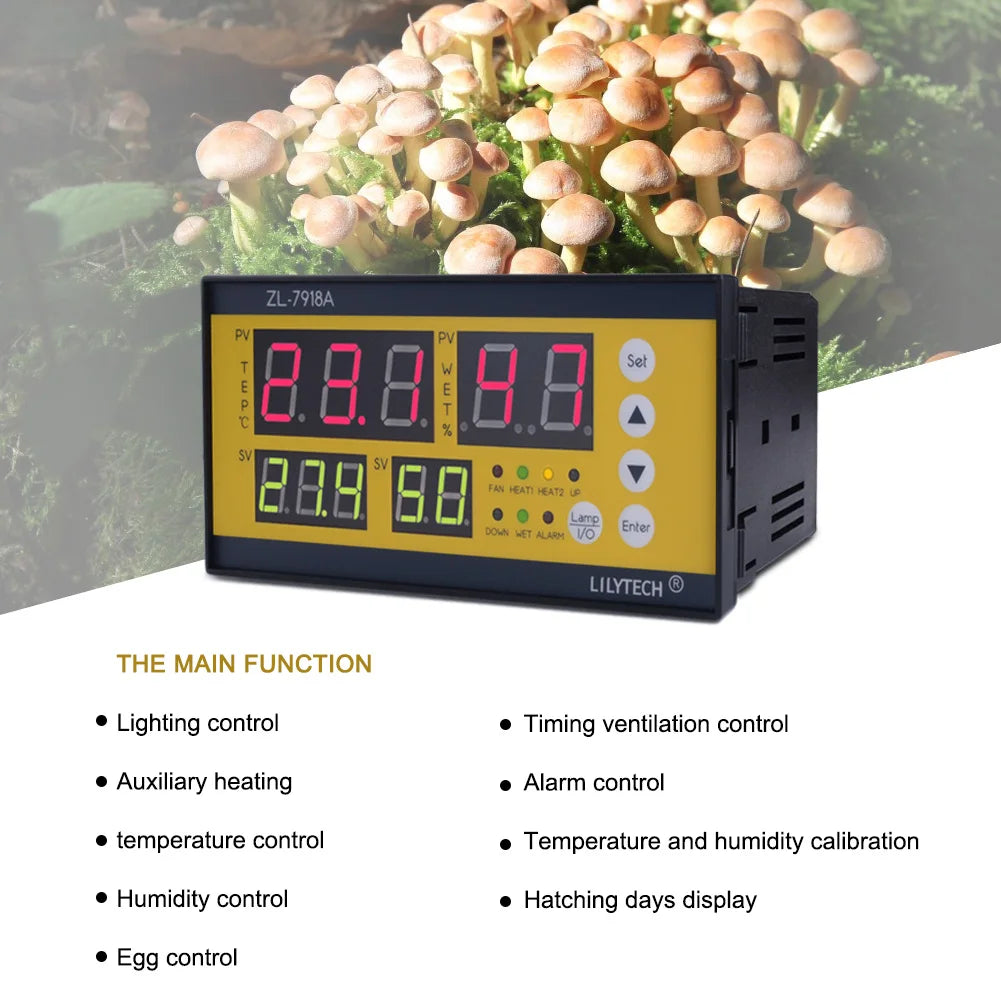Yieryi Digital Automatic Incubator Controller ZL-7918A AC100~240V Temperature and Humidity Controller Poultry Egg Incubator