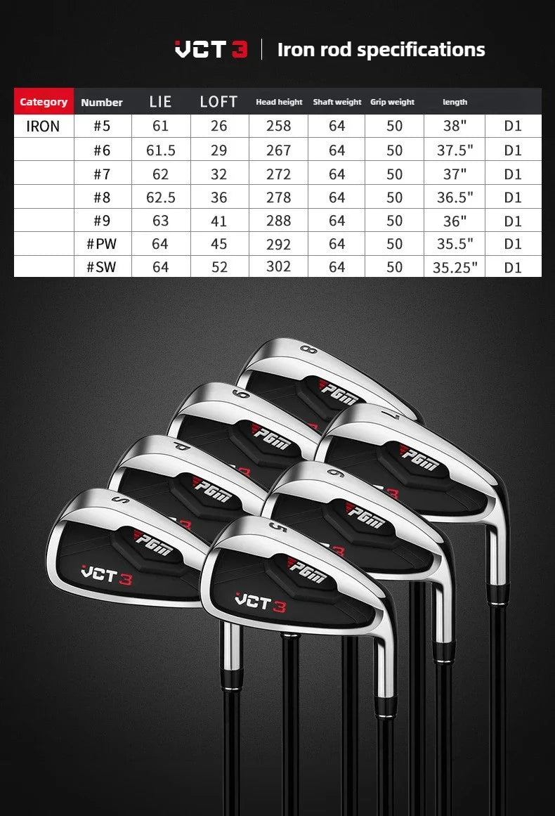 Golf Clubs Men 5/6/7/8/9/P/S Irons Stainless Steel Golf Beginner's Club TIG031