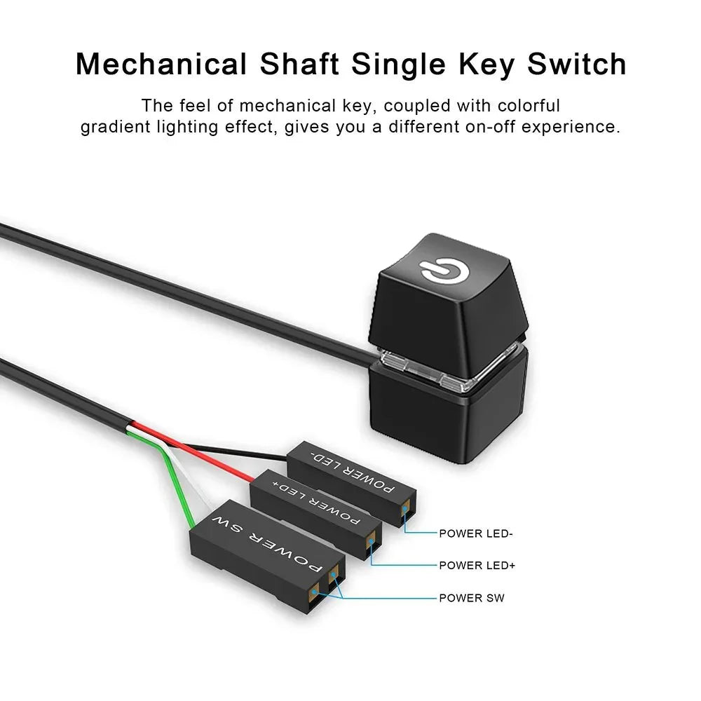 TEUCER Desktop Switch 2m Colorful LED Lights PC Motherboard External Start Power On/Off Button Extension Cable for Office Home