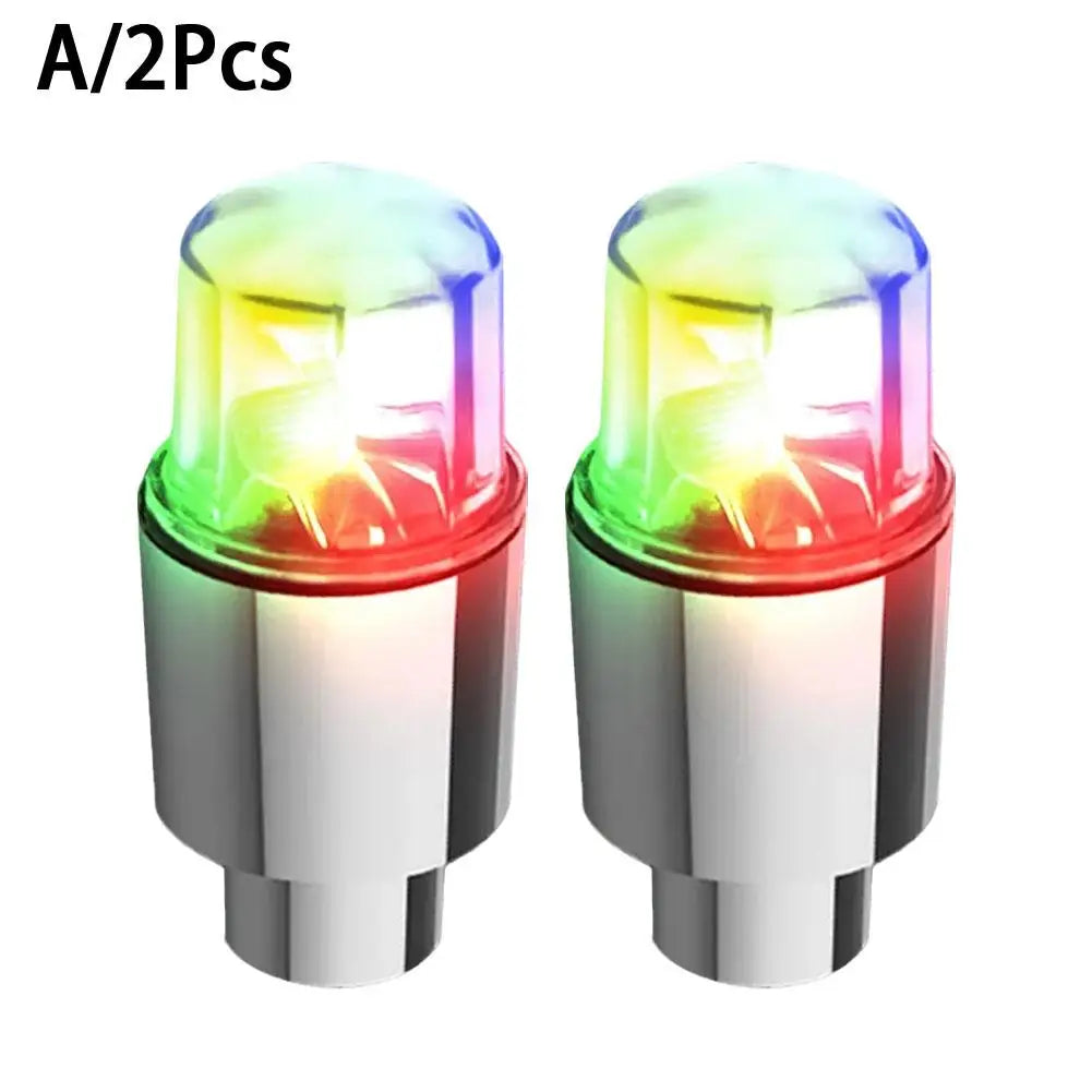 2pcs Wheel Lights Luminous Tire Motorcycle Bike Wheel Tire Valve Cover Universal Led Waterproof Car Accessories Wheel Light