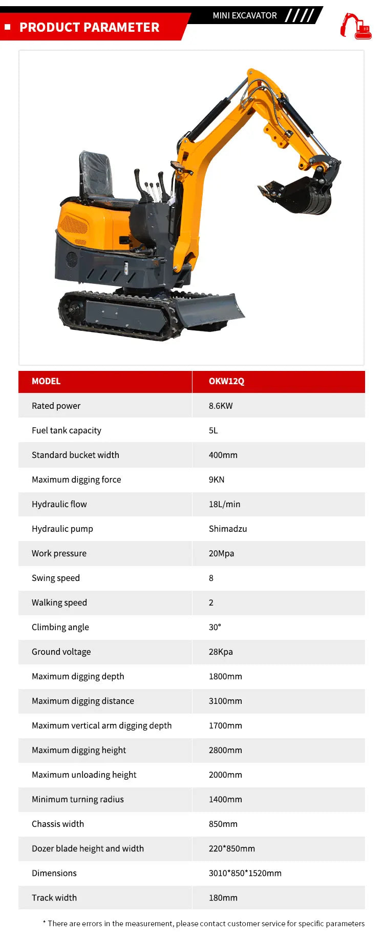 Custom Mini 1.2 Ton Excavator Euro 5 Engine CE Certified Compact Digger for Construction and Farm Use