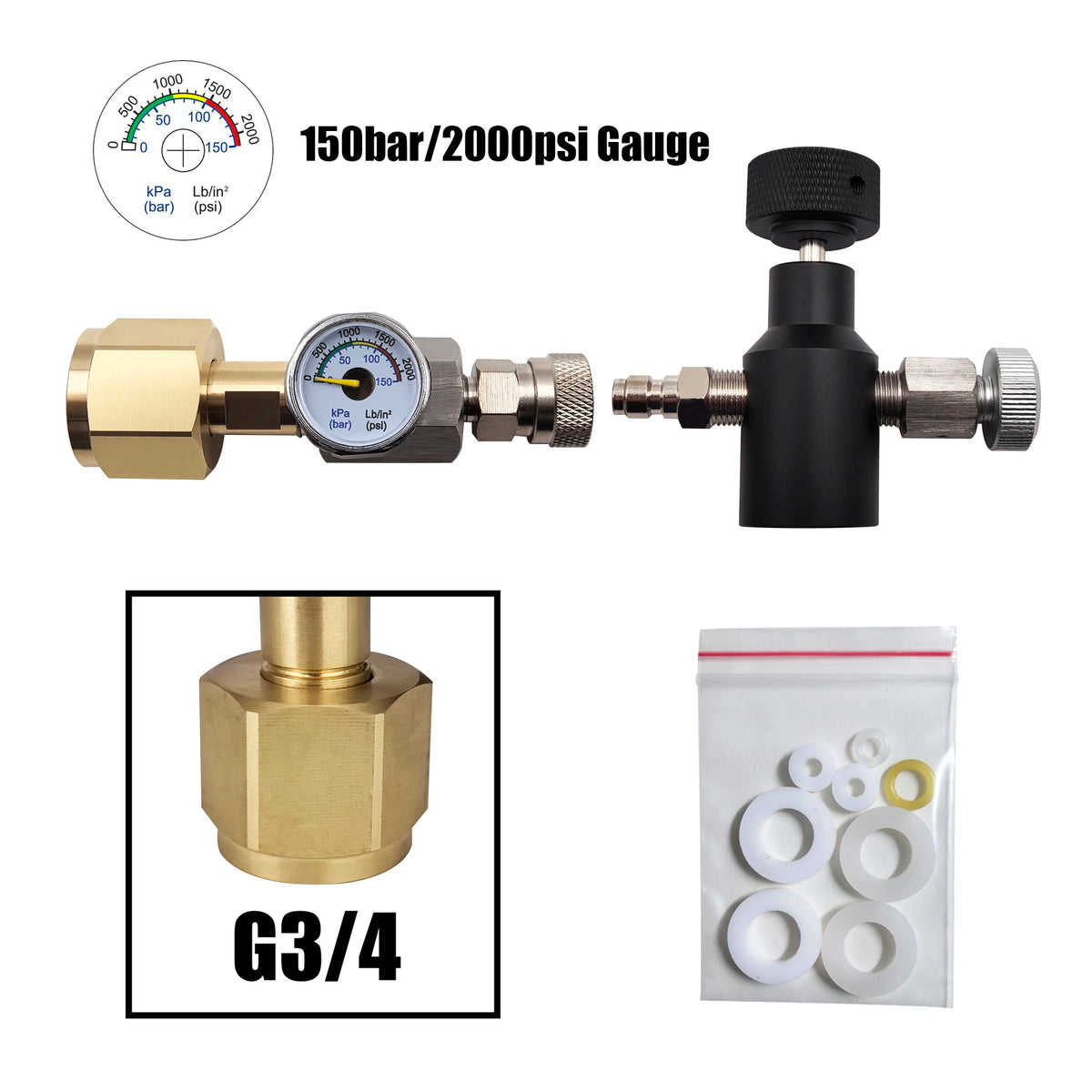 Sparking Water Maker Cylinder CO2 Filling Station, Carbon Dioxide Tank Refill Adapter Connector W21.8-14 or G3/4 or CGA320