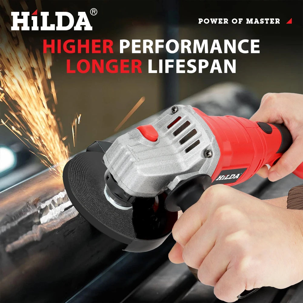 HILDA 21V Handheld Brushless Angle Grinder Cutting Rechargeable Electric Power Tool Polishing Machine Grinder for Makita Battery