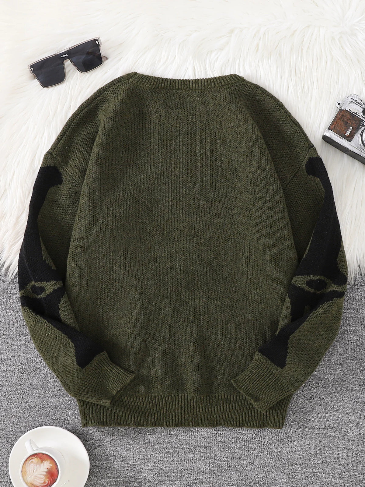 New Popular Autumn and Winter Backbone Jacquard Pattern Pullover Sweater Casual Round Neck Knitted Men's Pullover
