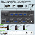 Triple/Dual HDMI/Displayport KVM Switch 3/2 Monitors 3/2 Computers USB 3.0 KVM for 8K@60Hz 4K@144Hz With 4 USB3.0 Keyboard Mouse
