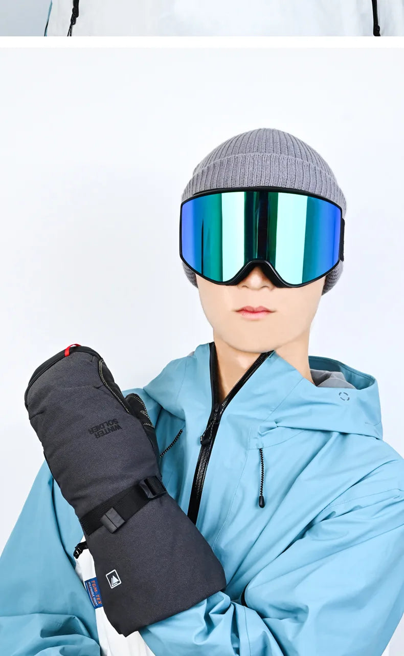 Professional Down Skiing Gloves With Winter Touch Screen Thickened Velvet Wear-Resistant Windproof Waterproof Skiing Gloves