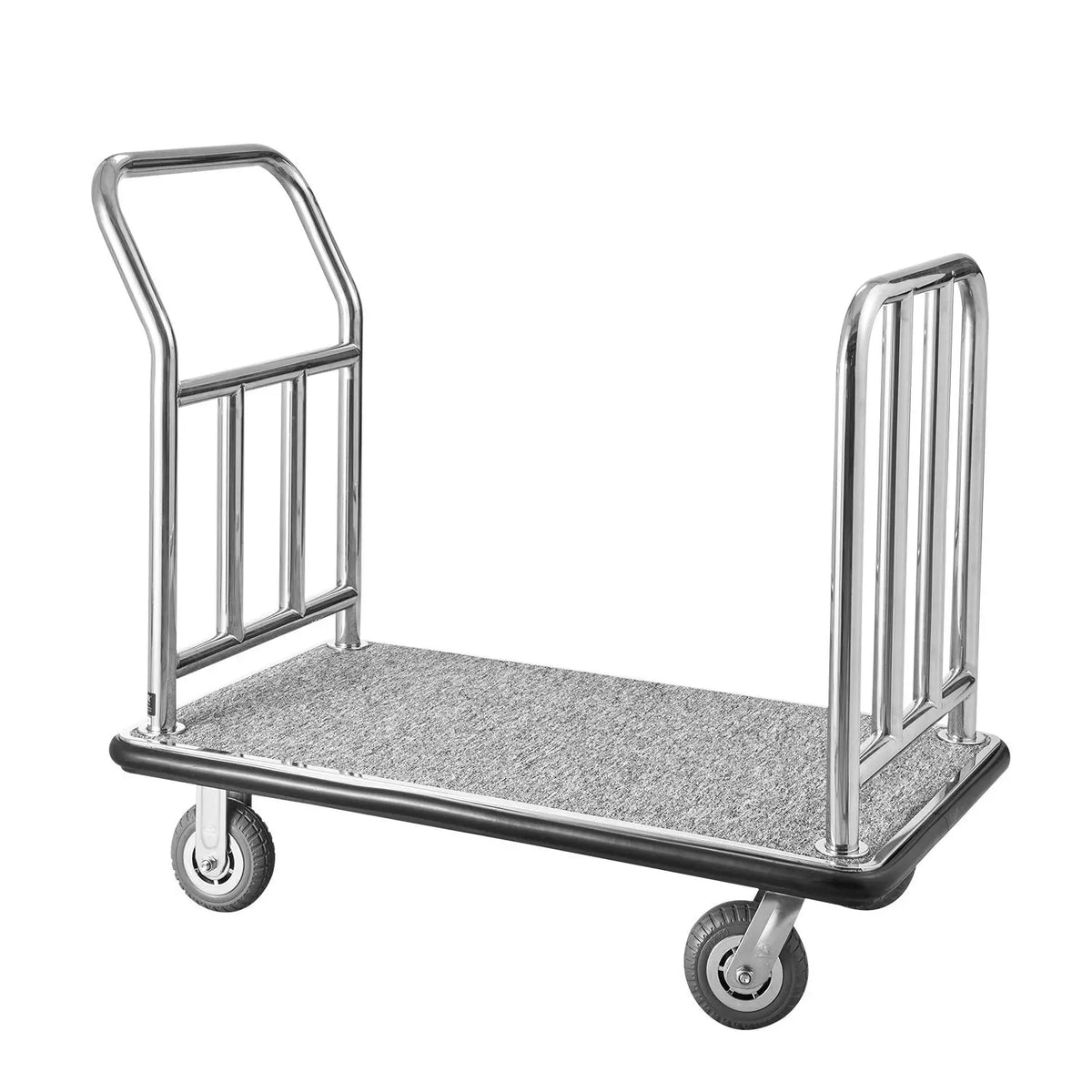 Deluxe 750 LBS Load Capacity Hotel Luggage Cart with Grey Carpeted Deck and Removable Front Frame Luxury Valet Truck Design