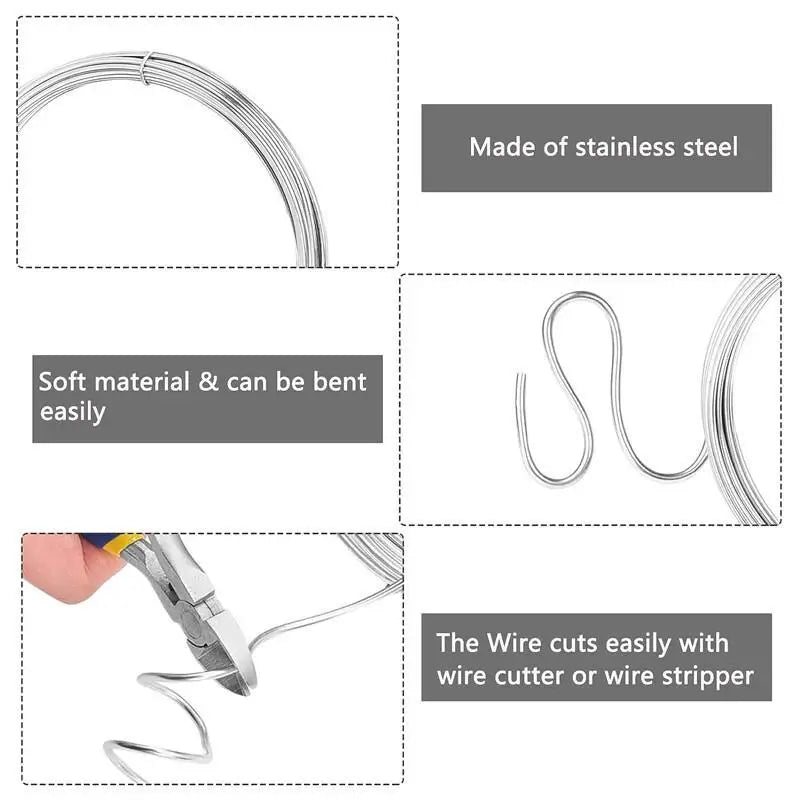 10/50m 0.02-1mm 304 Stainless Steel Wire Rustproof Soft/Hard Single Strand Craft Jewelry Lashing Wire