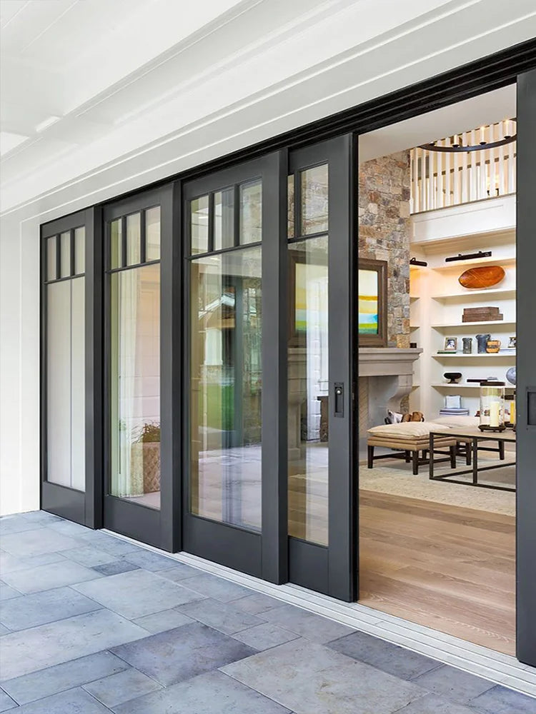 Sixinalu Sliding Doors Hurricane Resistant Door Thermal Break Aluminum Double Glaszed Exterior Interior Front Door Panel Custom