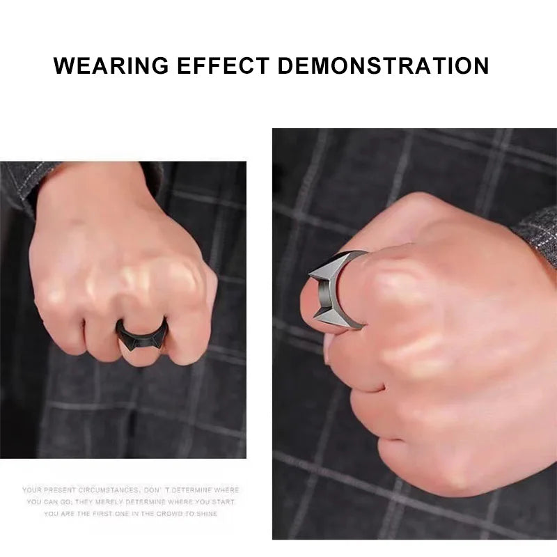 Cat Ear Shape Ring - Unisex Window Breaker Rings, Safety Spike Rings, Small Anti-Wolf Rings, Punk-Style Zinc Alloy Jewelry 3pcs