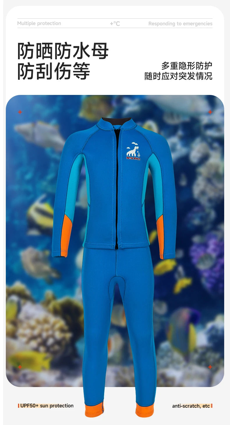 Kids Wetsuit Pants Top Jacket For Boy Toddler Youth Children's Wet Suit Surf Suits Neoprene 2.5mm Front Zipper Swimsuit
