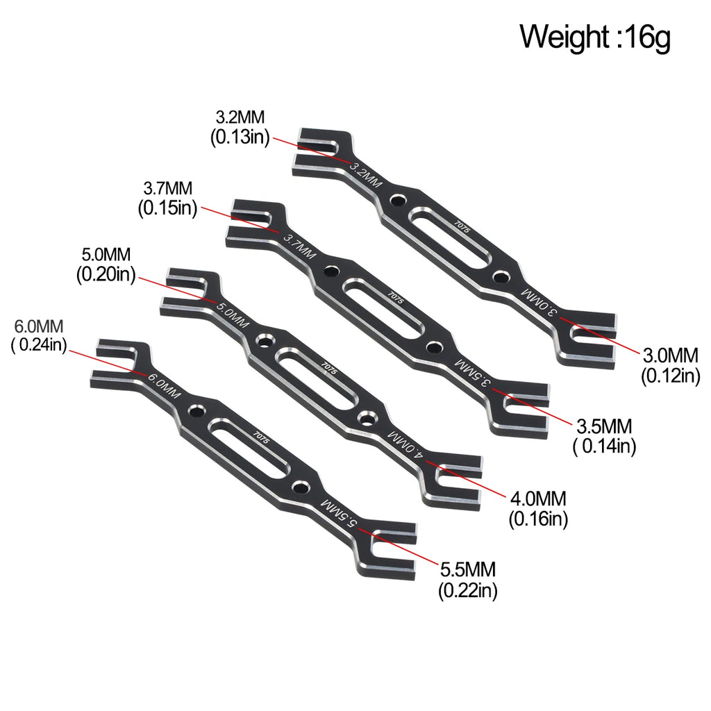 1Set Aluminum Chassis Setup System Measuring Tool With Ruler Wrench for Trxs 1/8 Rally Short Truck 1/7 Electric Off-road Car