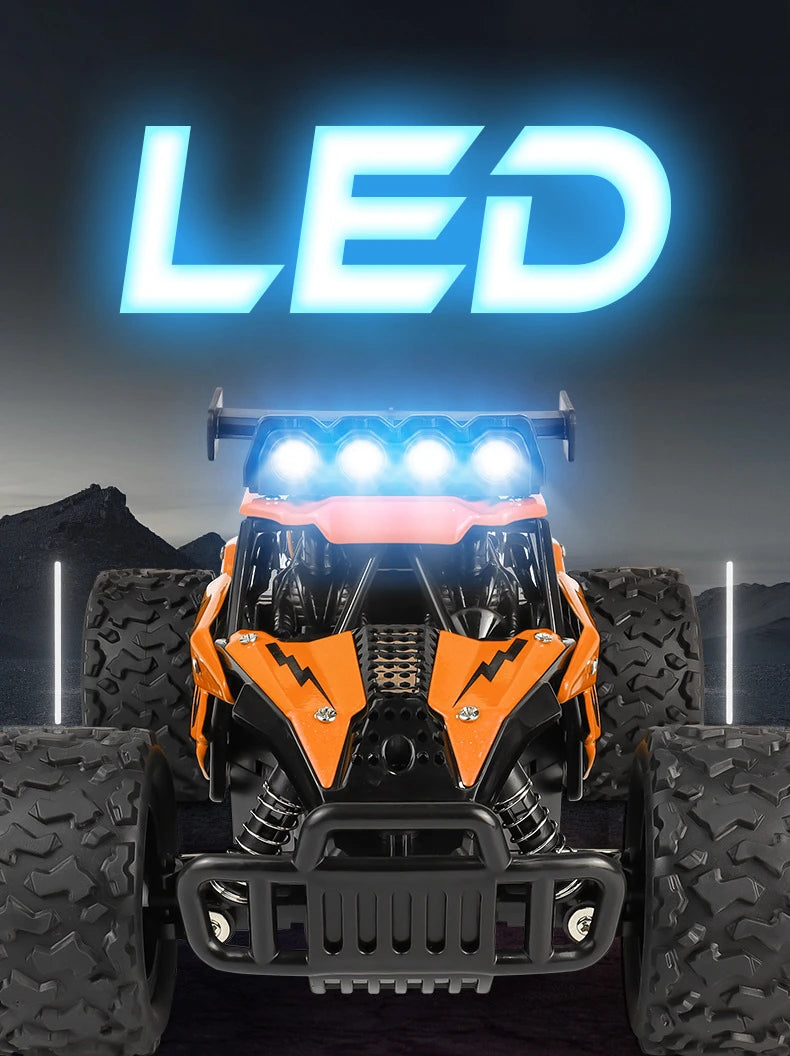 Oike Remote Control Car RC Drift Racing Vehicle Off Road Alloy 2.4G Radio High-Speed Trucks With LED Light Climbing Gift Kid Toy