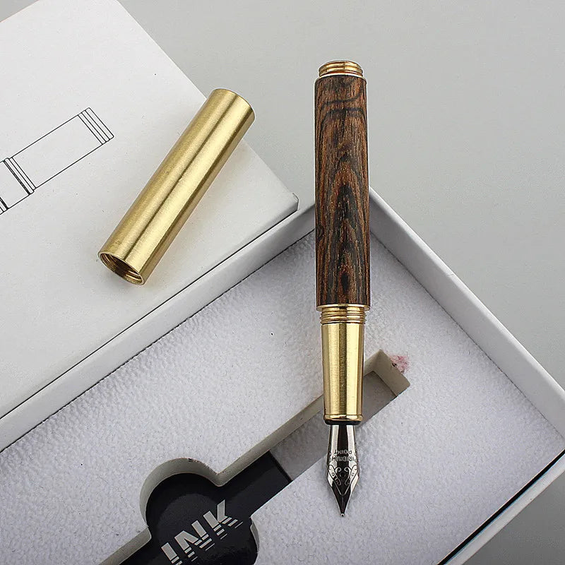 Exquisitely Designed Portable Pocket Vintage Mini Lipstick Pen Brass Solid Wood Materials Stationery Gifts Office Supplies