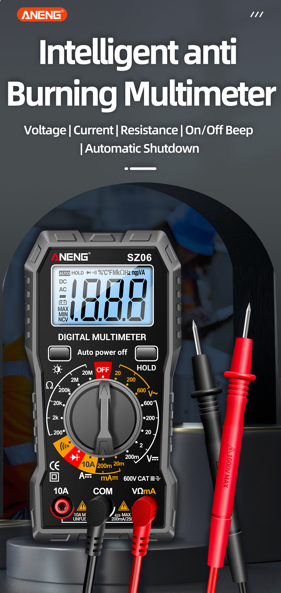 Digital Multimeter ANENG SZ06 AC/DC Ammeter 1999 Counts Multitester 600V Voltmeter Multimetr Voltage Resistance Meter Diode Tool