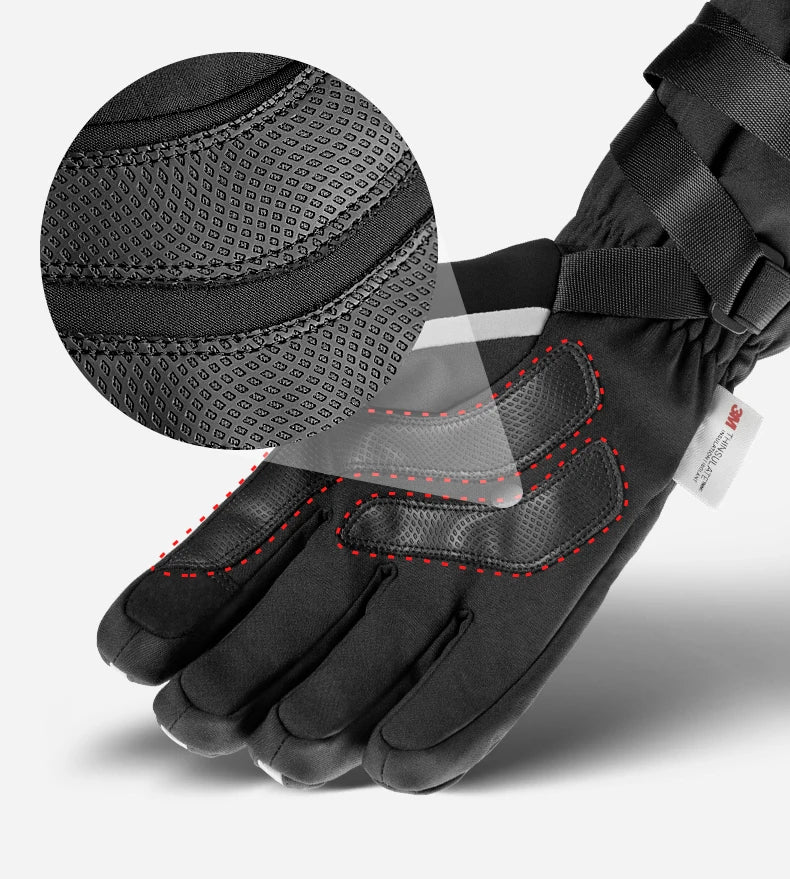 ROCKBROS Winter Ski Gloves Snowboard Gloves Snowmobile Motorcycle Riding Winter Gloves Windproof Waterproof Unisex Snow Gloves