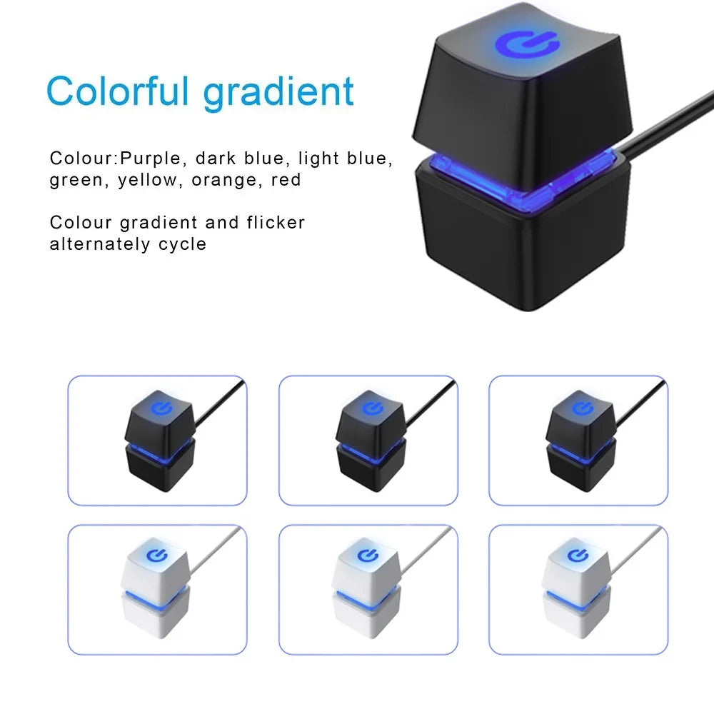 TEUCER Desktop Switch 2m Colorful LED Lights PC Motherboard External Start Power On/Off Button Extension Cable for Office Home