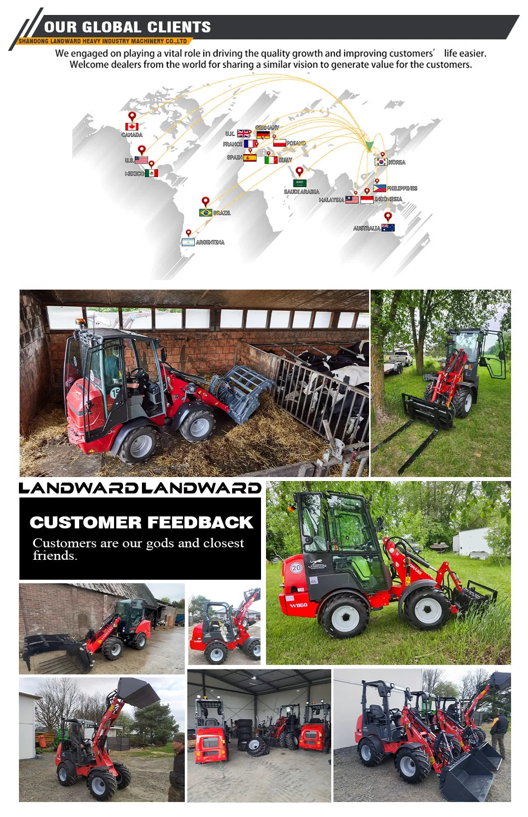 Europe Best-Selling Compact Loader W1160 Mini Loader LANDWARD Original Japanese Diesel Engine Wheel Diesel Loader Customization