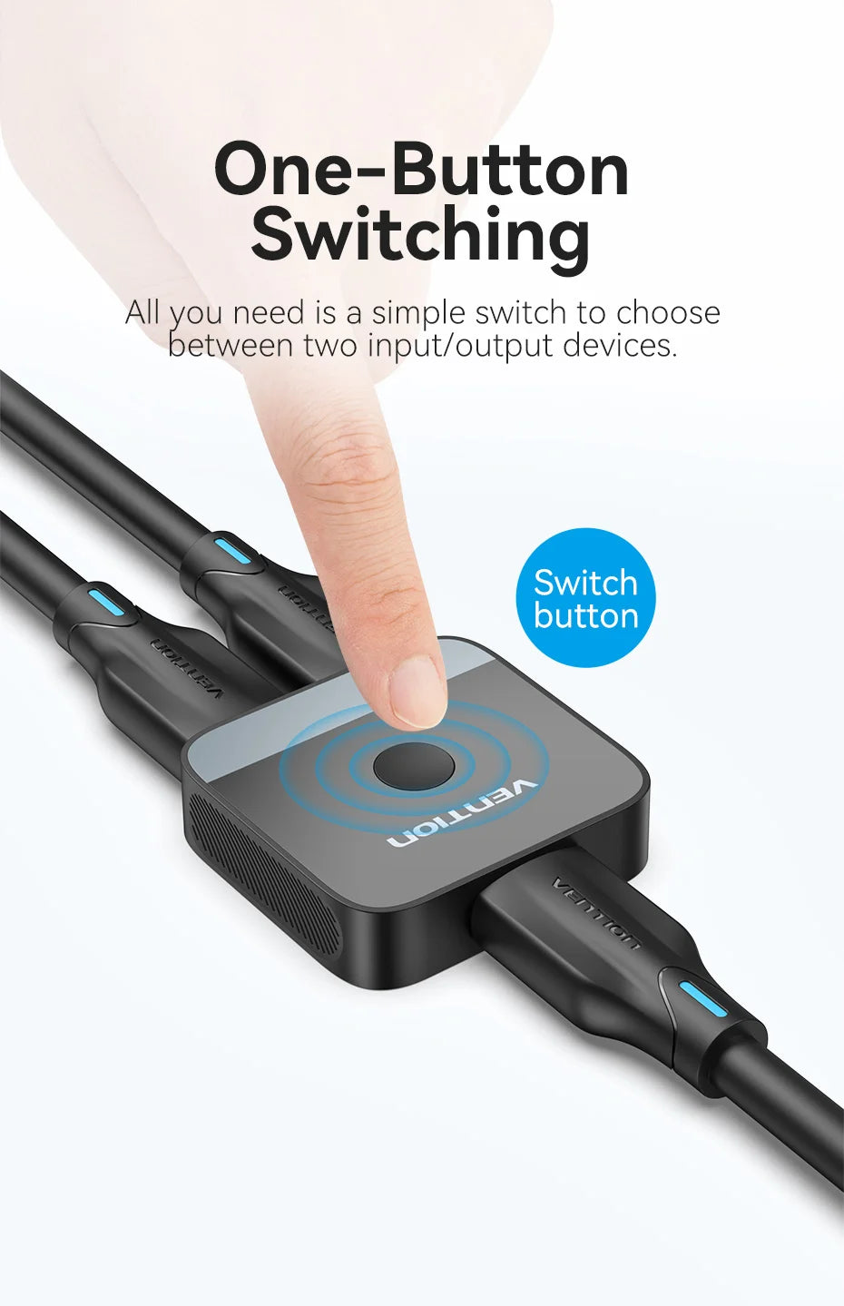 Vention New HDMI 2.0 Splitter Switch 2 in 1 4K@60Hz HDMI Bi-Directional Switcher Converter Monitor Adapter for PS5 Xbox Laptop